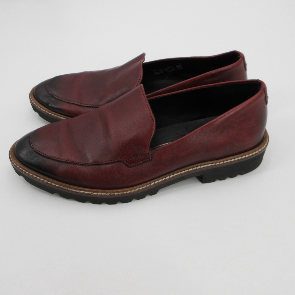ECCO Sartorelle 25 Bordeaux Leather Lug Sole Loafers Womens 37 US 6 Wine